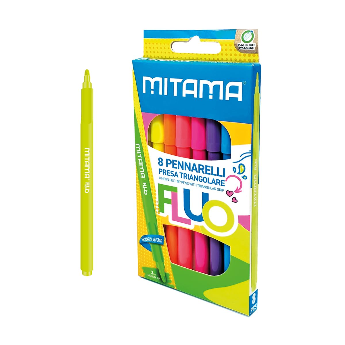 mitama-pennarelli-fluo-astuccio-8-pennarelli-neon image 1
