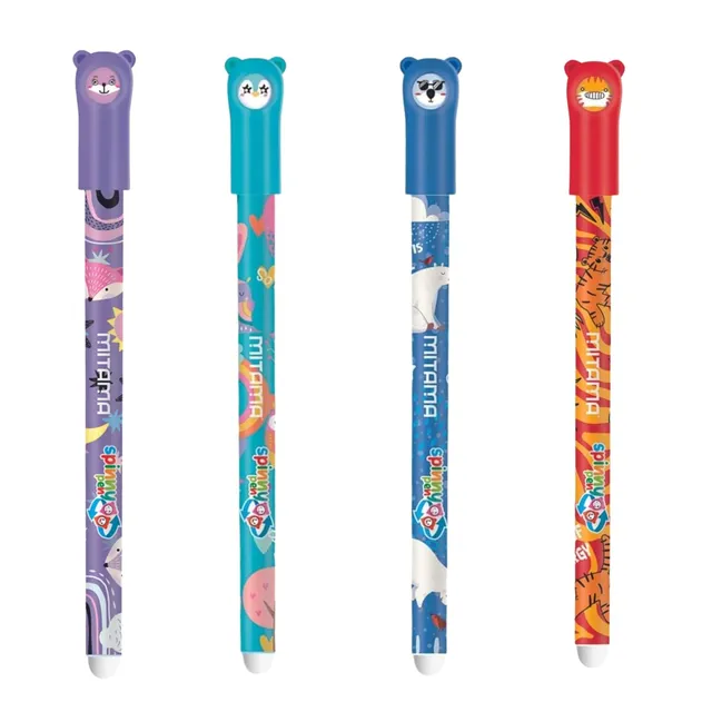 mitama-spinny-pen-set-4-penne-cancellabili-blu-0-7mm-animali image 1