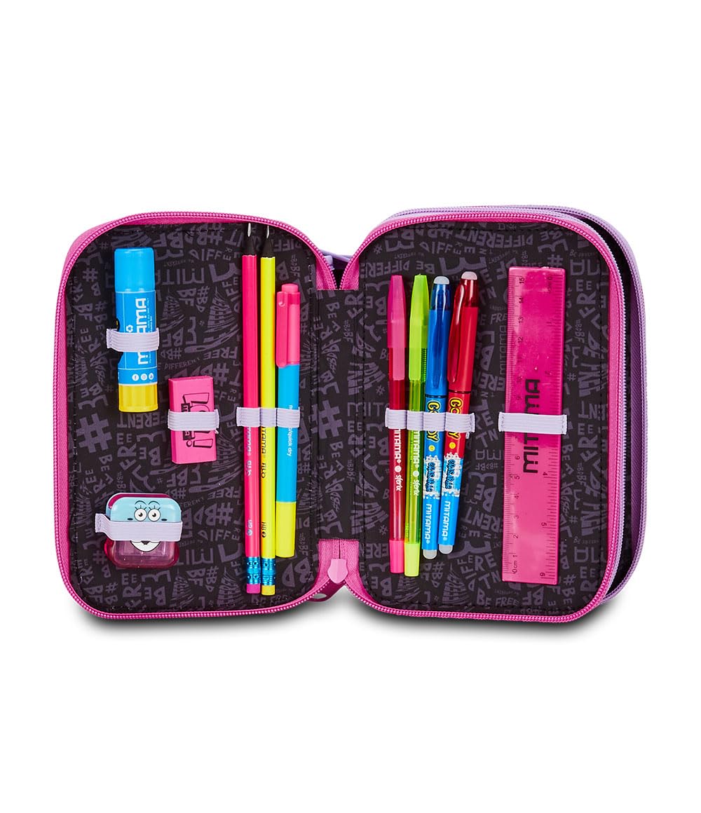 mitama-astuccio-scuola-3-scomparti-flower-fashion-47-pz-completo image 3