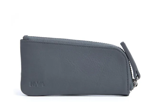 nava-design-smooth-portachiavi-in-pelle-con-astuccio-e-zip-grigio-7-x-13-x-1-cm image 1