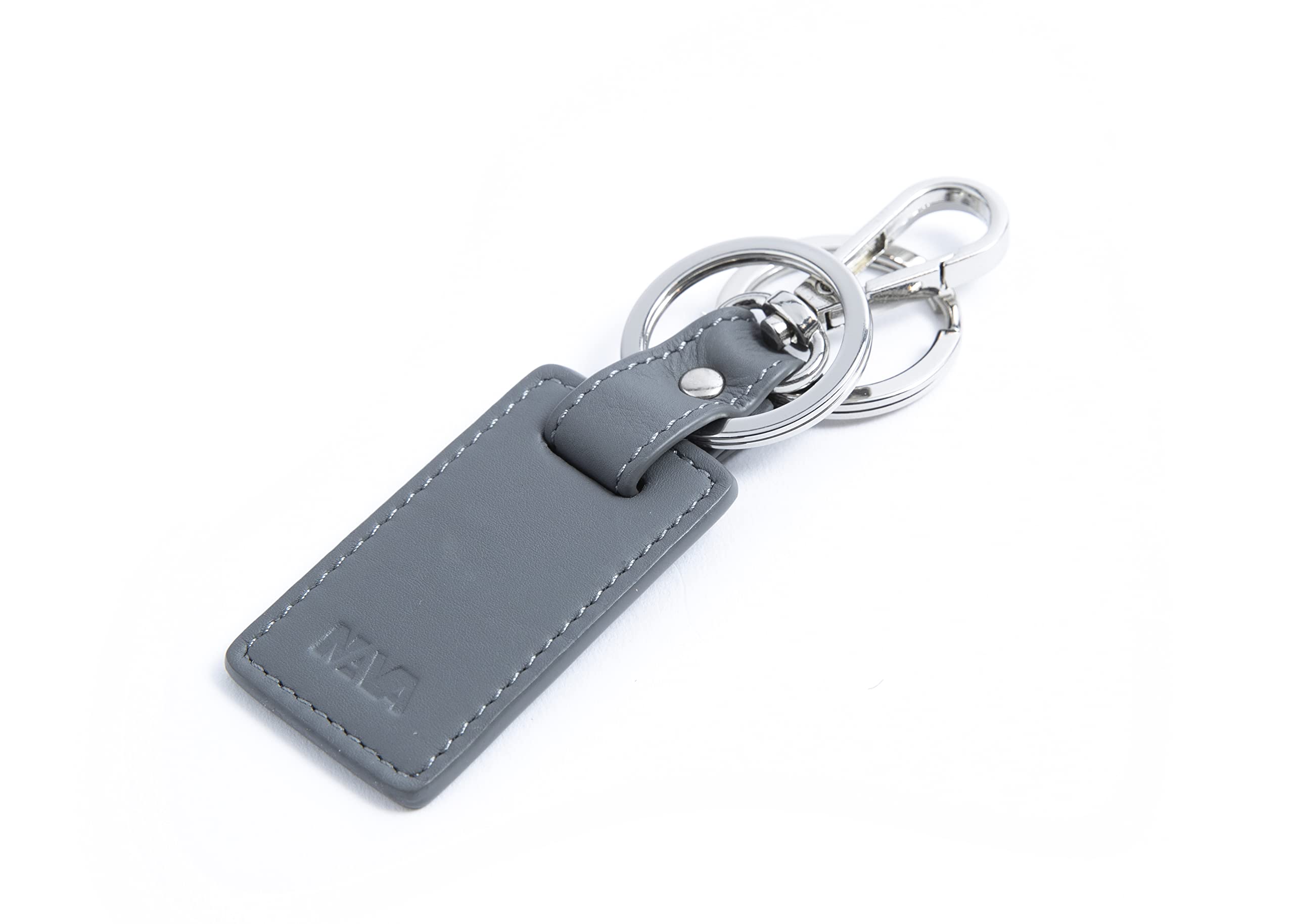 nava-design-smooth-portachiavi-in-pelle-con-doppio-anello-e-moschettone-grigio-9 image 1