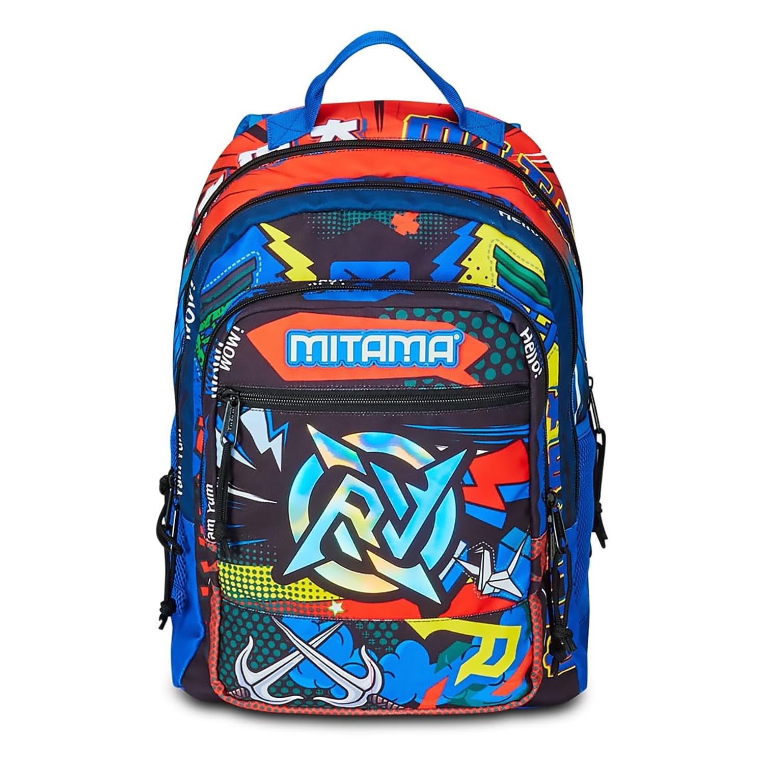 mitama-mysterious-warriors-zaino-scuola-triplo-scomparto-30-lt-blu-e-arancione image 3