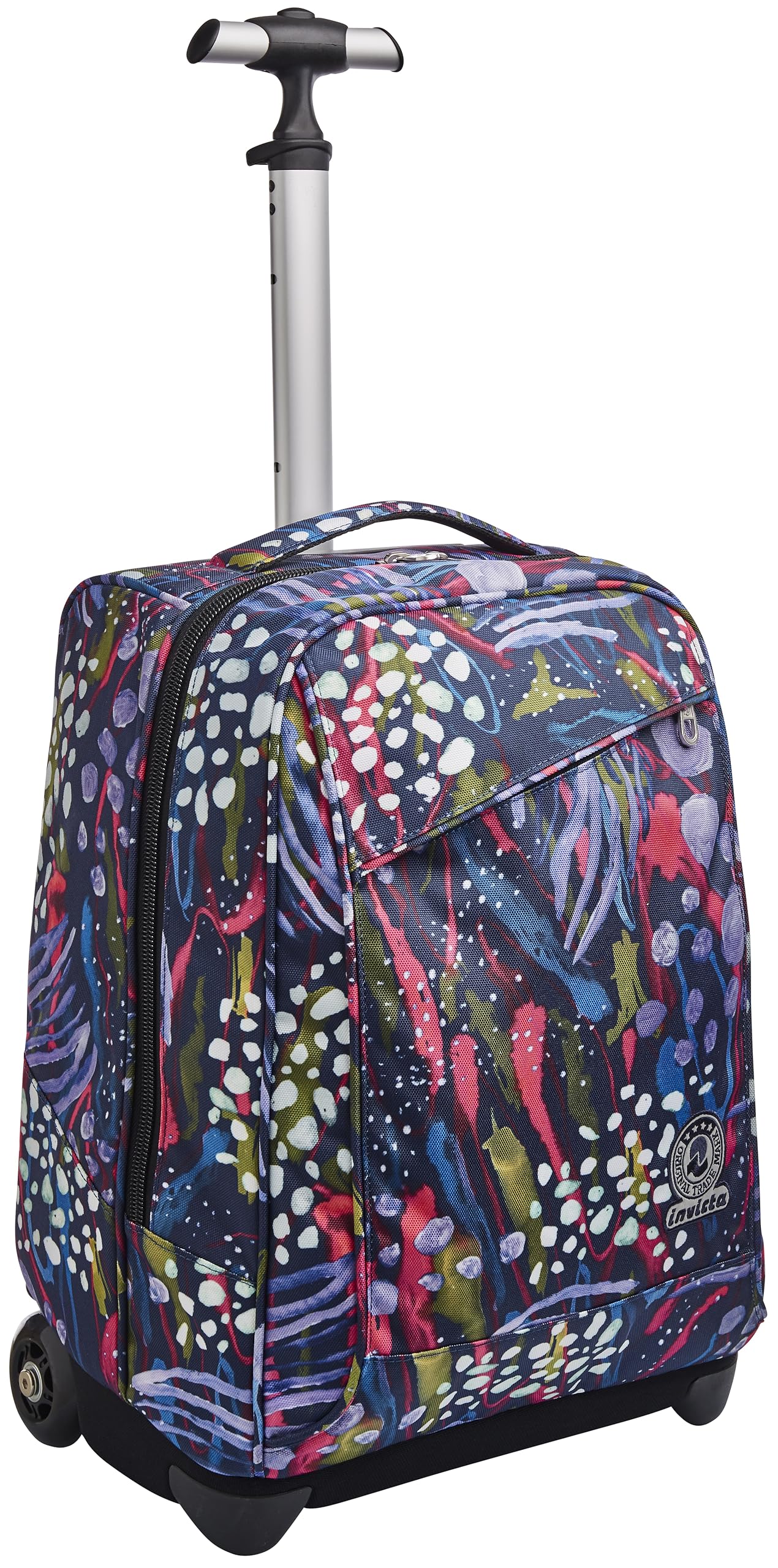 invicta-trolley-scuola-2-in-1-abstract-jungle-blu-zaino-e-trolley-35-lt-48x35x22 image 1