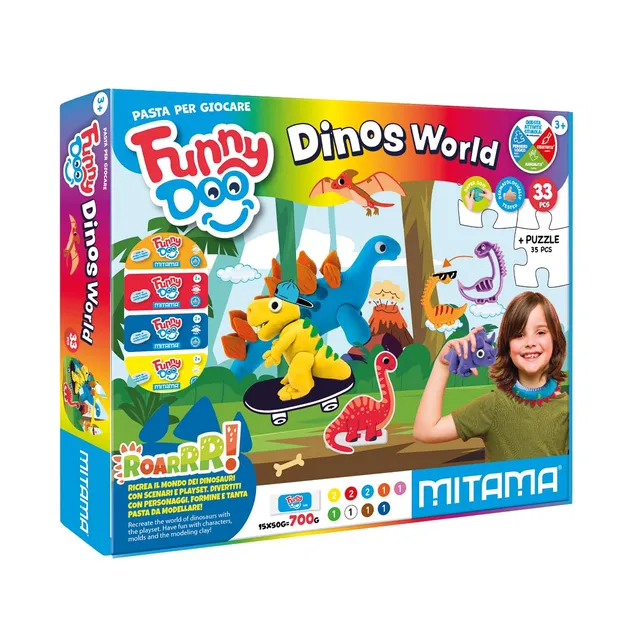 mitama-dinos-world-scatola-gioco-pasta-da-modellare-33-pezzi image 1