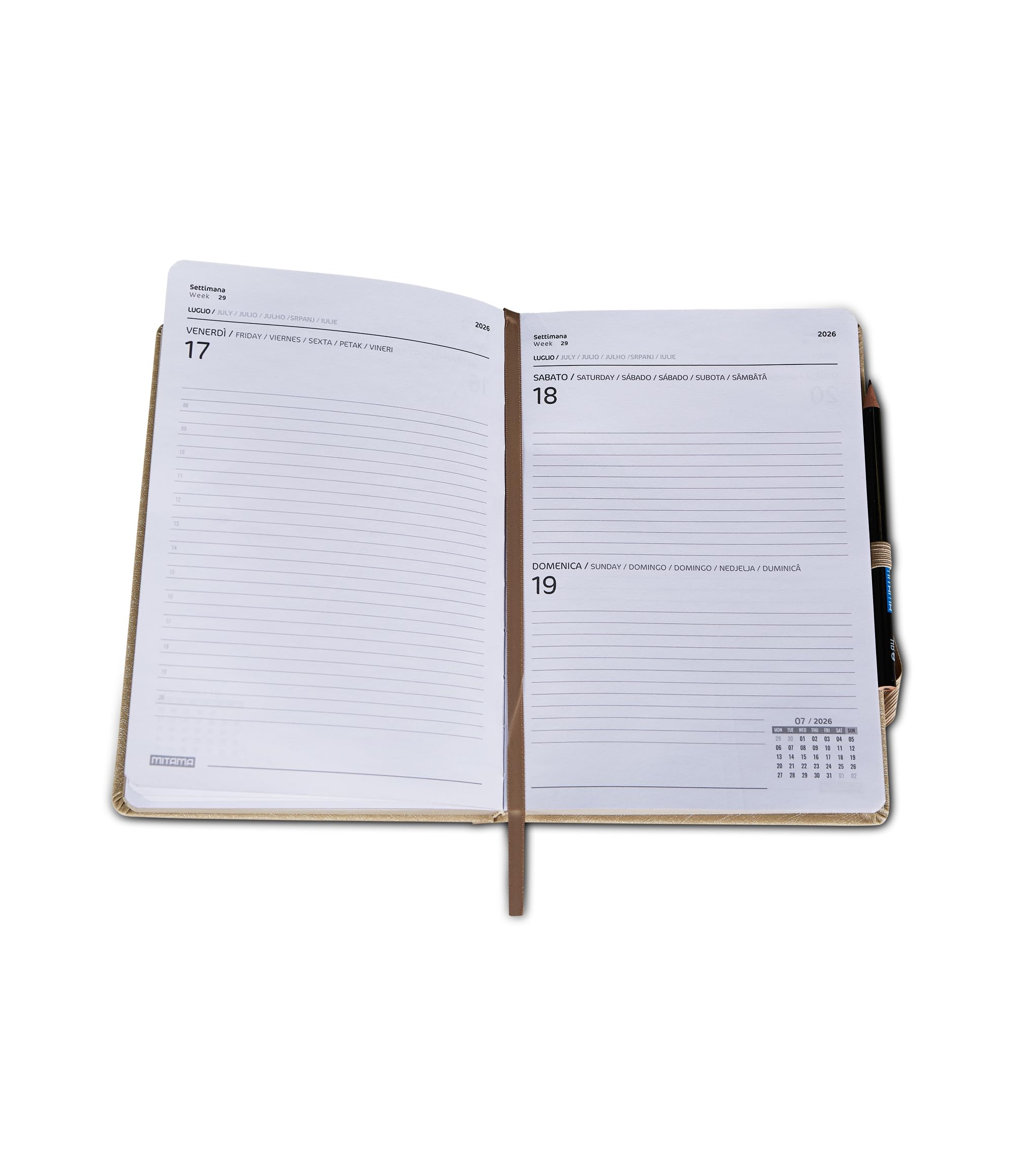 mitama-agenda-giornaliera-2026-champagne-beige-15x21-cm-con-matita image 3