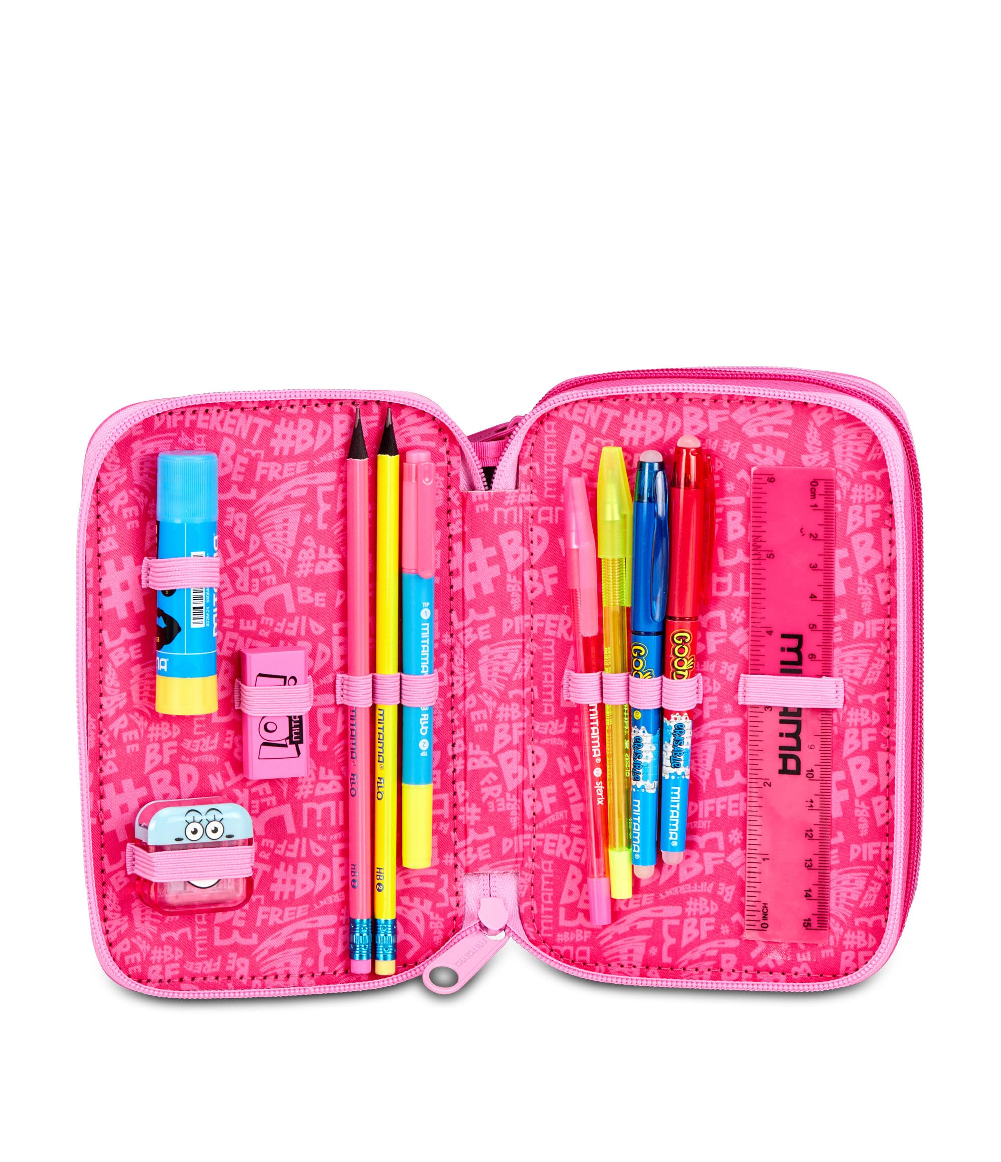 mitama-astuccio-scuola-3-scomparti-triplo-furrypink-47-pz-completo image 3