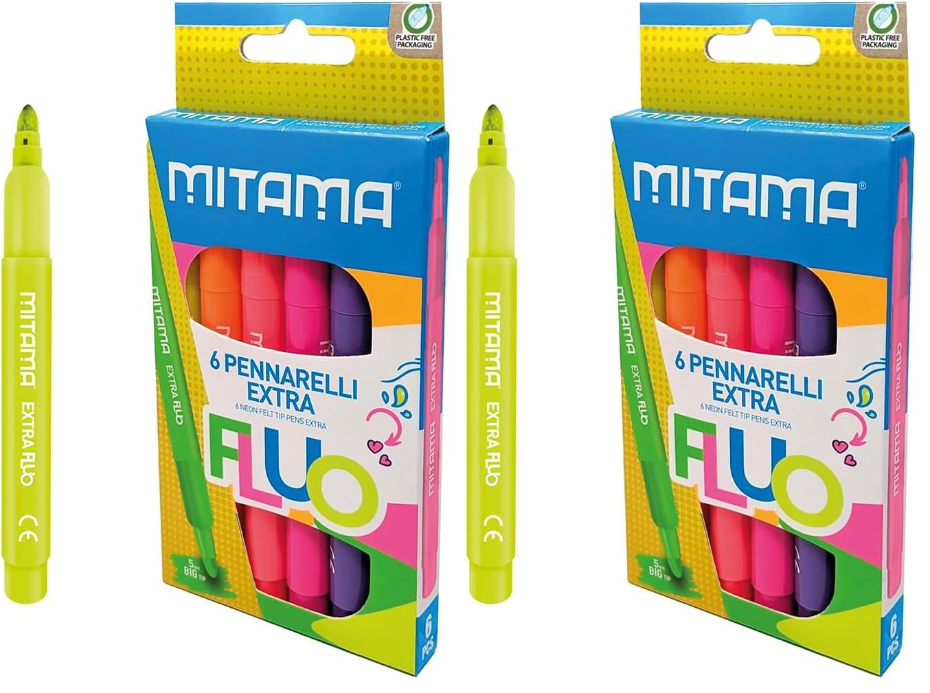 mitama-extra-fluo-pennarelli-punta-maxi-5-mm-astuccio-6-pz-neon image 3