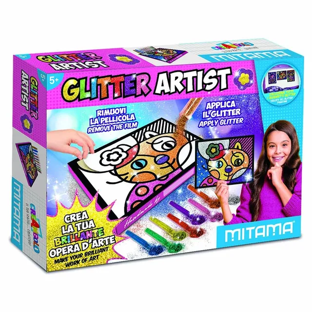 mitama-glitter-artist-quadretto-adesivo-a4-con-8-polveri-glitter-e-2-colle-glitt image 1
