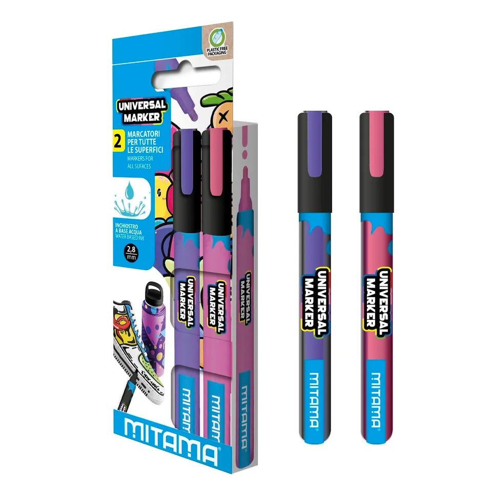 mitama-universal-marker-acrilici-2-8-mm-astuccio-2-pezzi-viola-e-rosa-brillante image 1