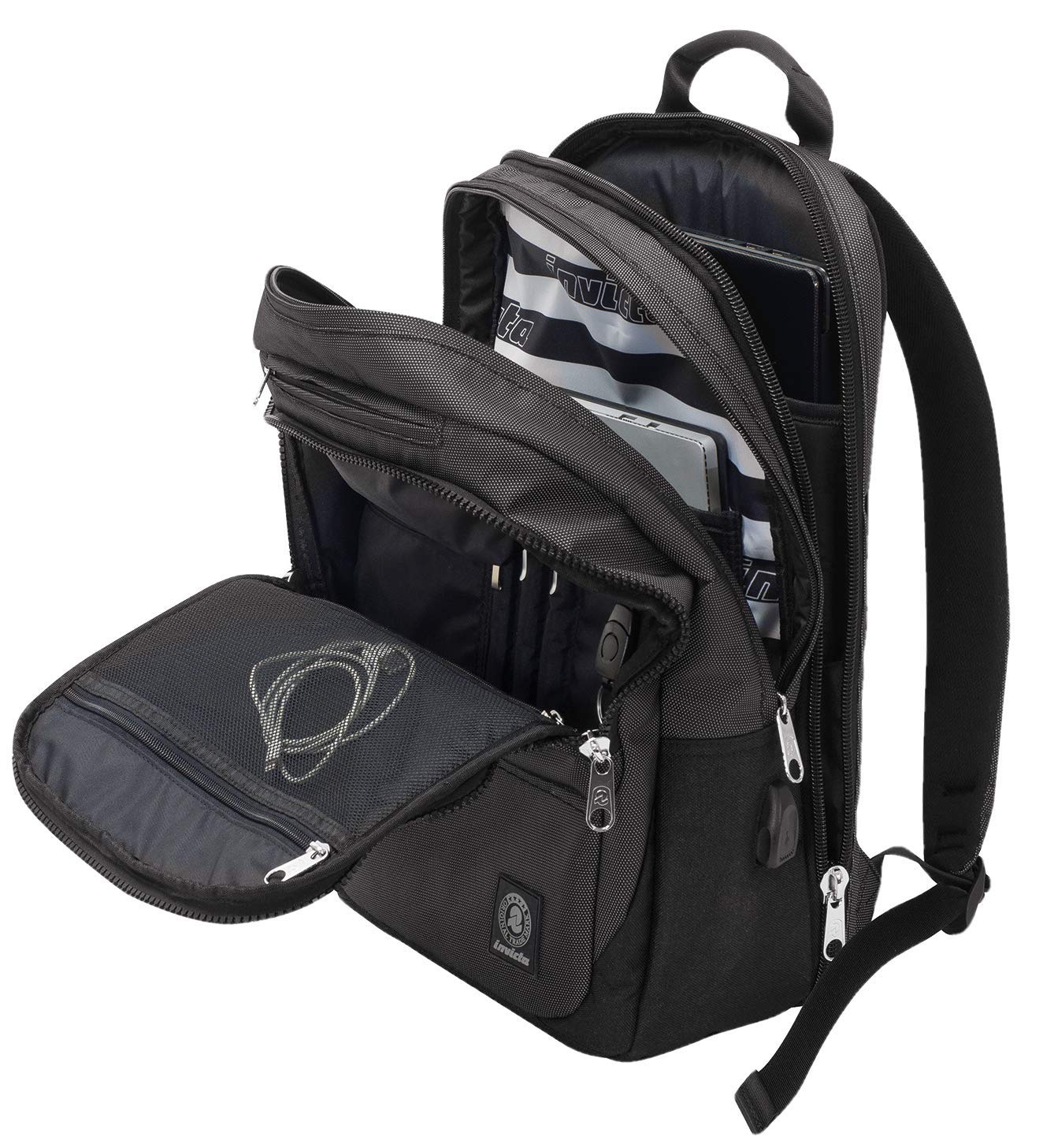 invicta-zaino-biz-l-tech-grigio-26-l-porta-pc-15-6-con-power-bank image 3