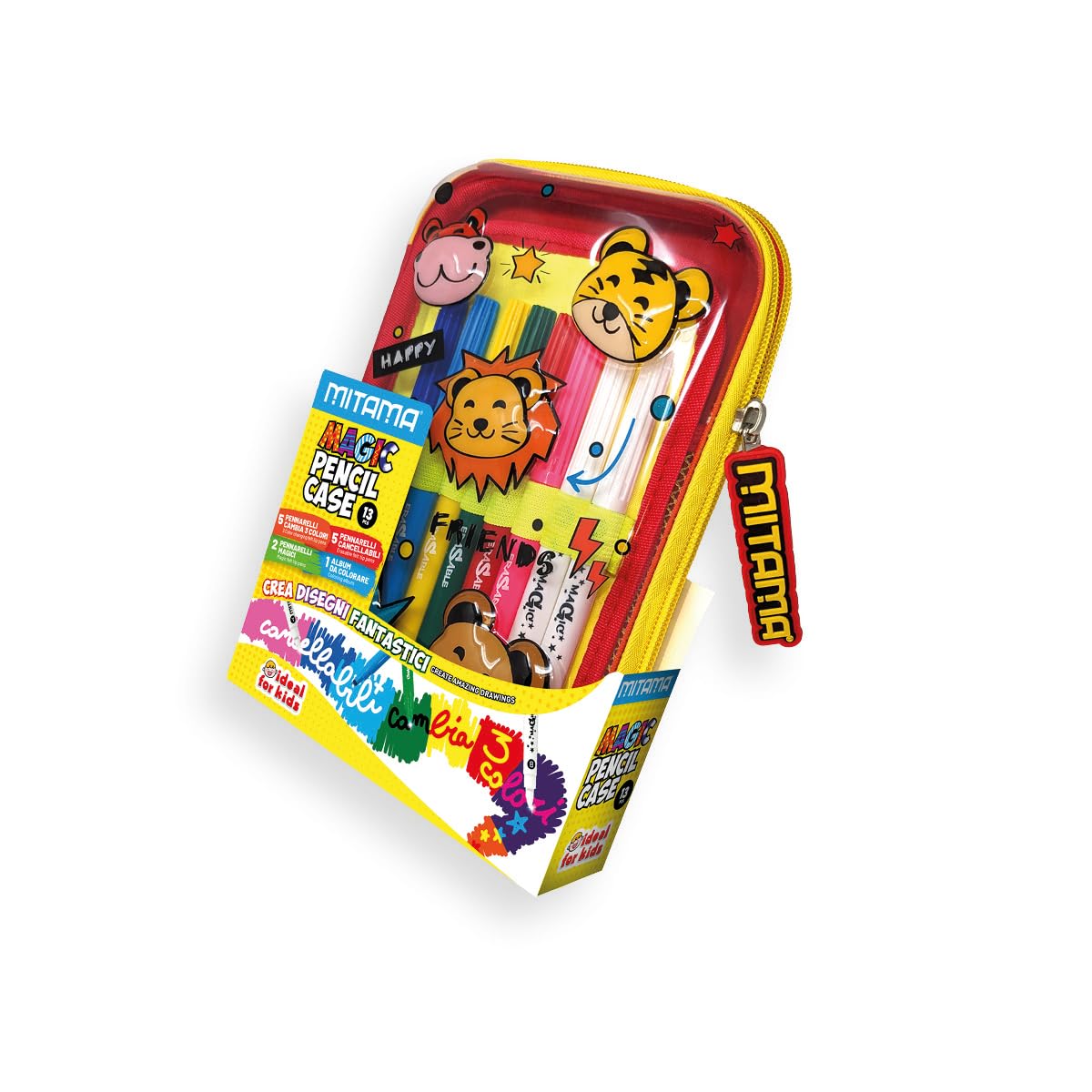mitama-magic-pencil-case-astuccio-animal-giallo-completo-di-pennarelli image 2