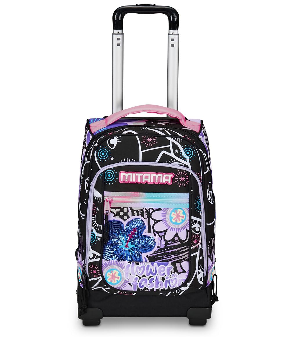 mitama-trolley-dr-junior-flower-fashion-trolley-scuola-viola-e-nero-35-l image 2