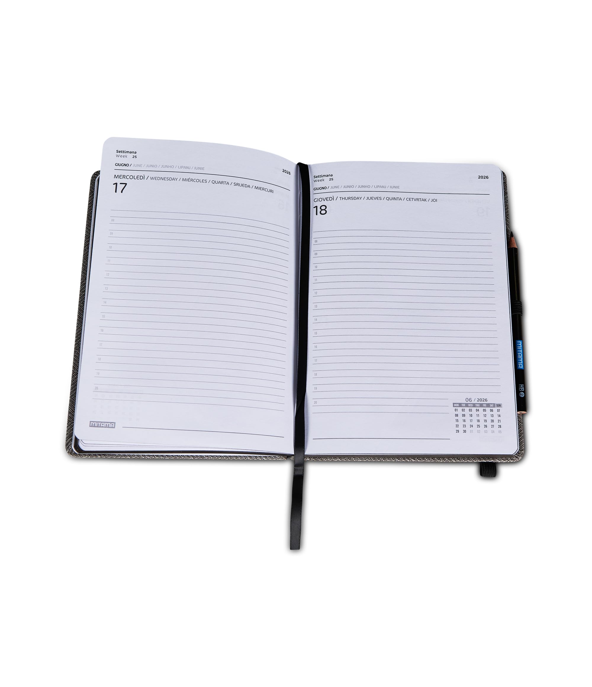 mitama-agenda-giornaliera-2026-grigio-15x21-cm-con-matita image 3