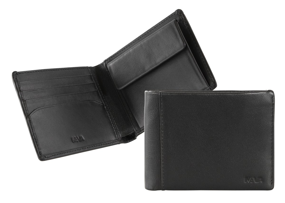 nava-design-smooth-portafoglio-uomo-slim-nero-4-slot-carte-con-monete image 1