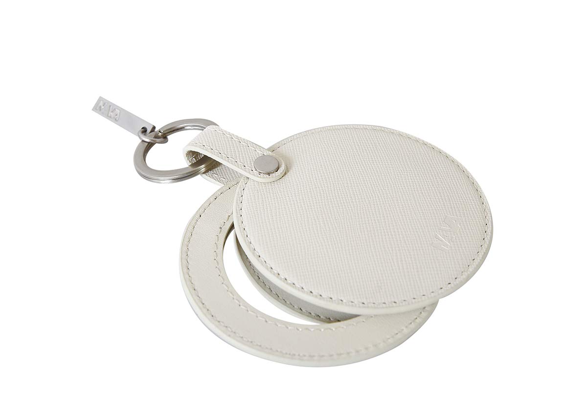 nava-design-via-durini-portachiavi-in-pelle-con-specchietti-bianco-panna-8x10-cm image 2