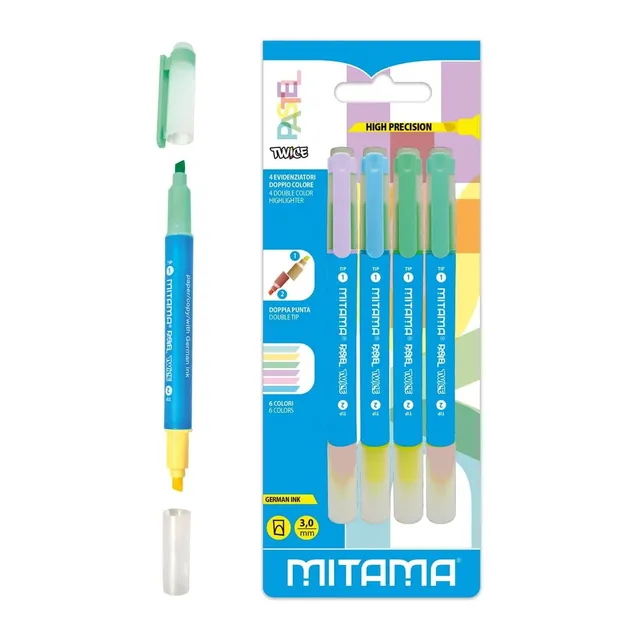 mitama-pastel-twice-evidenziatori-doppia-punta-pastello-confezione-4-pezzi image 1