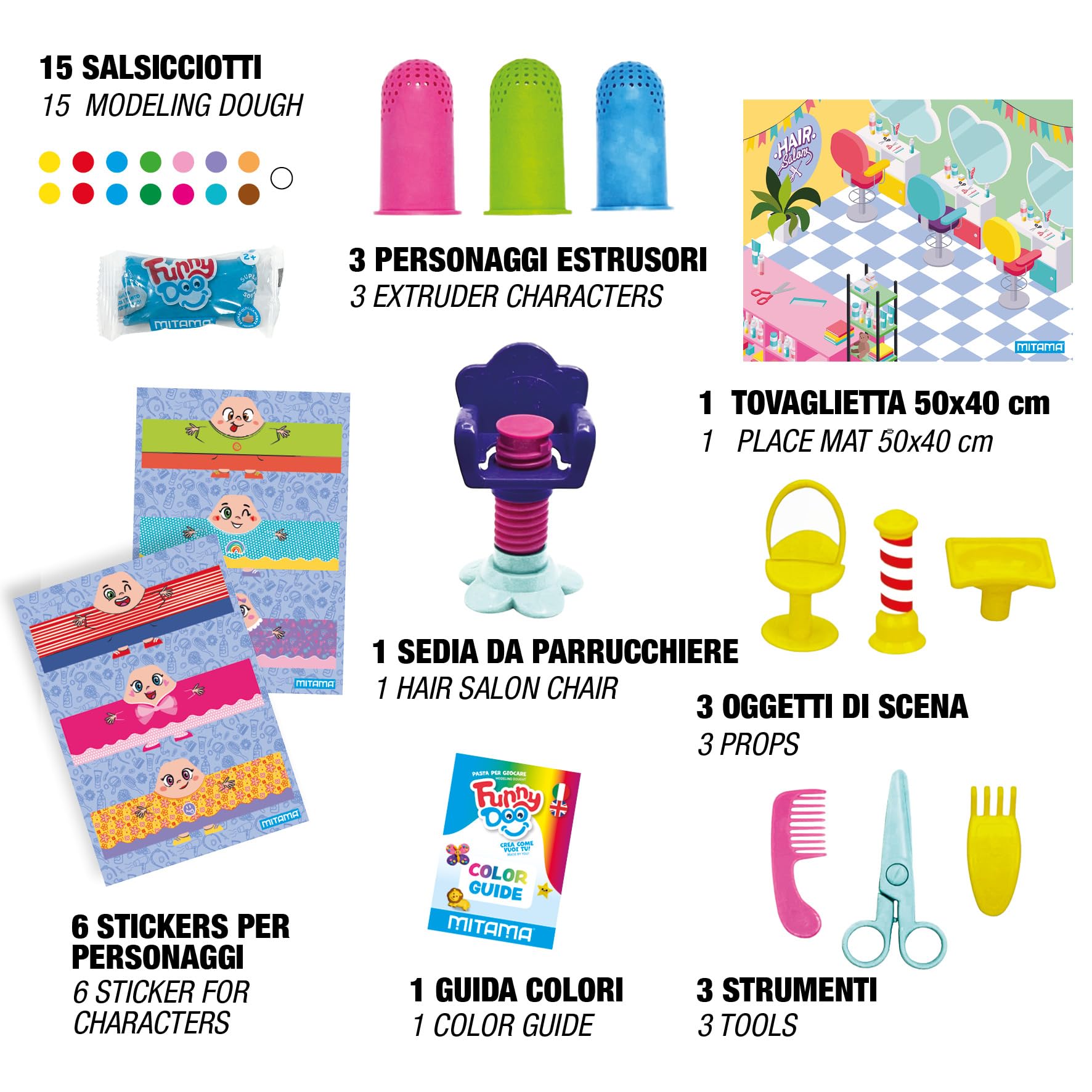 mitama-crazy-hair-salon-scatola-gioco-pasta-da-modellare-33-pezzi image 4