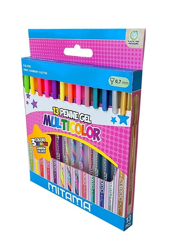 mitama-penne-gel-glitter-fluo-rainbow-13-pezzi-punta-1-mm image 5