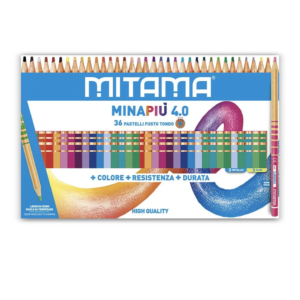 mitama-minapi-4-0-pastelli-36-pezzi-mina-4-mm-con-fluo-e-metallic image 1