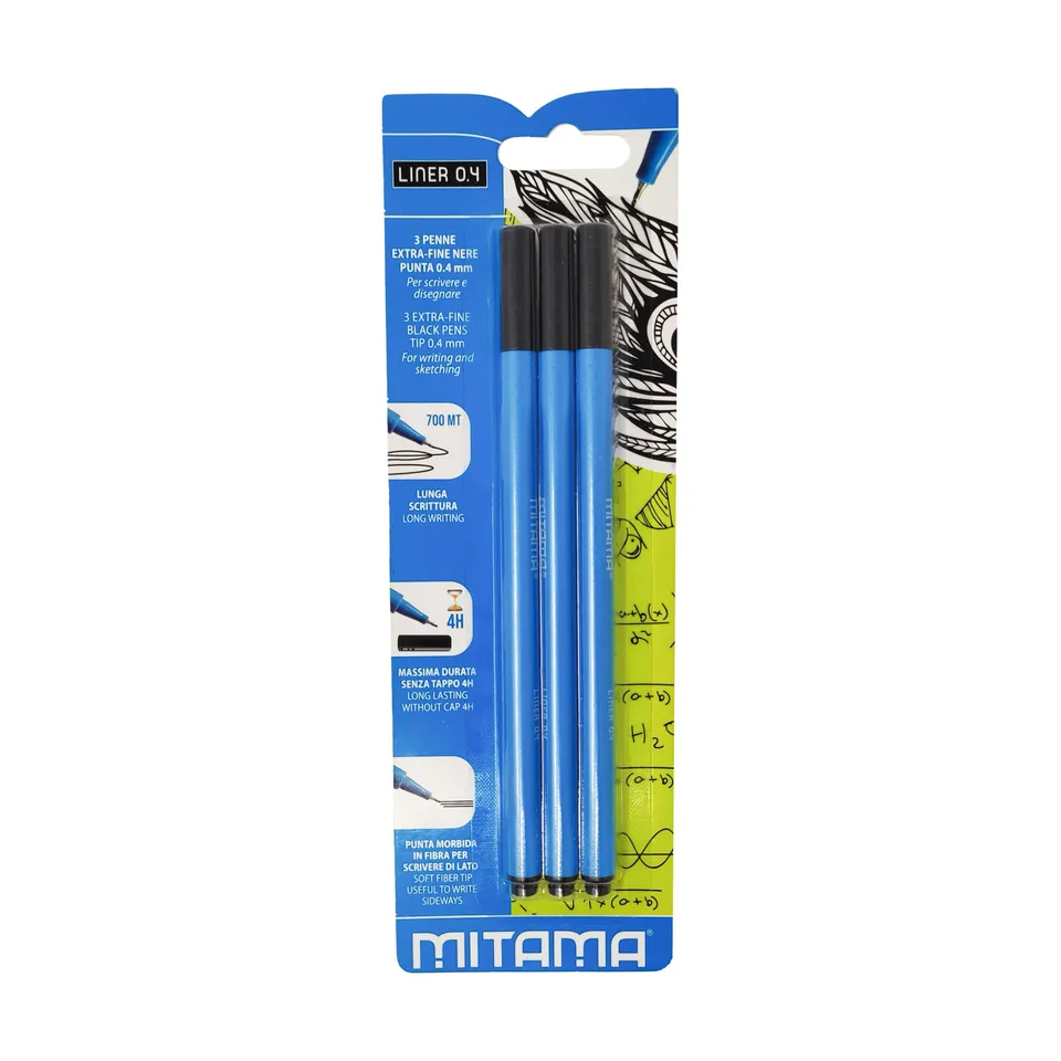 mitama-penna-liner-04-extra-fine-0-4-mm-confezione-da-3-nero image 1